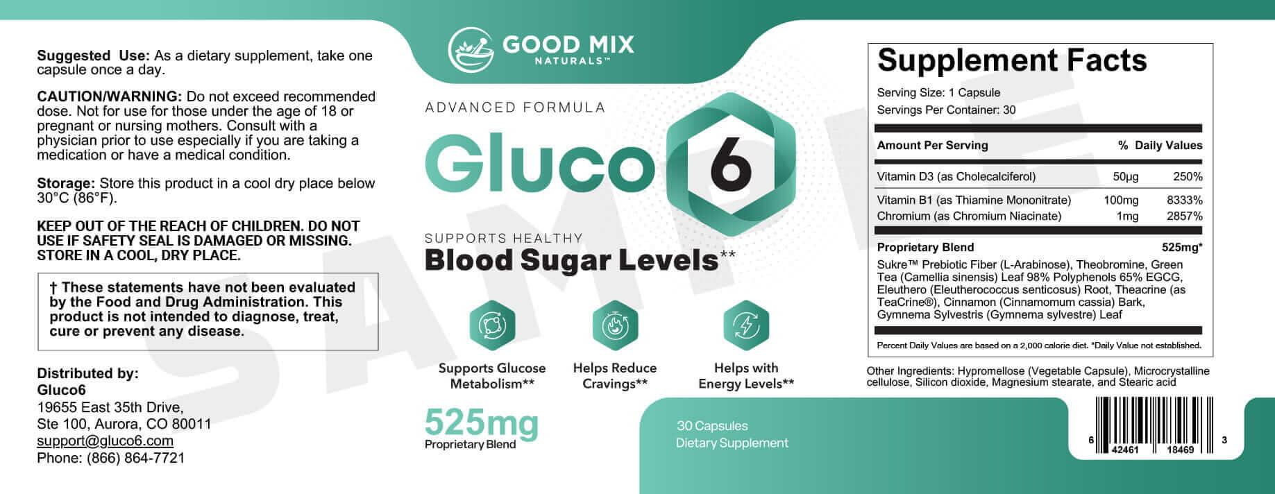 gluco6 supplement facts